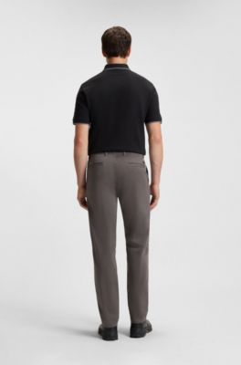 Pantalones regular fit de sat&eacute;n de algod&oacute;n el&aacute;stico, Gris oscuro