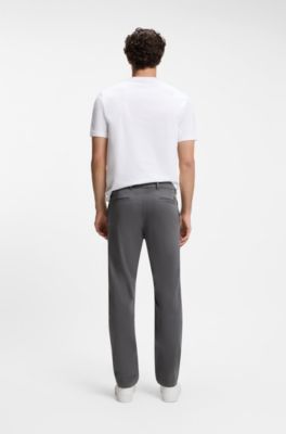 Regular-fit broek van elastisch katoenen satijn, Donkergrijs