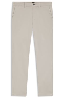 Regular-fit trousers in stretch-cotton satin, Light Grey