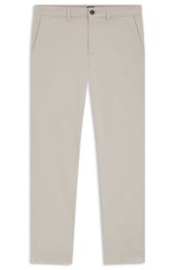 Regular-fit trousers in stretch-cotton satin, Light Grey