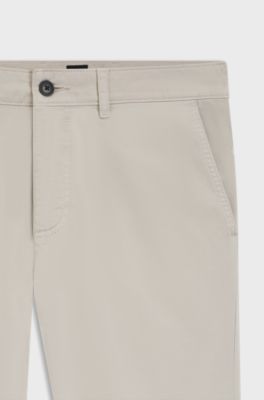 Regular-fit broek van elastisch katoenen satijn, Lichtgrijs