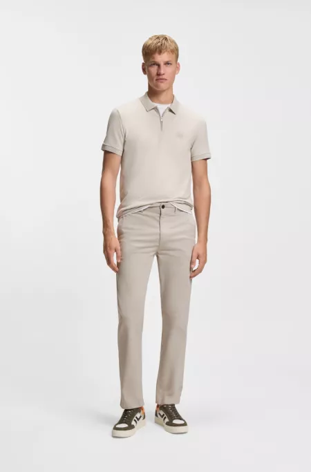 Regular-fit trousers in stretch-cotton satin