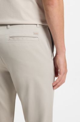 Regular-fit broek van elastisch katoenen satijn, Lichtgrijs