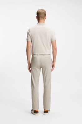 Pantaloni regular fit in satin di cotone elasticizzato, Grigio chiaro