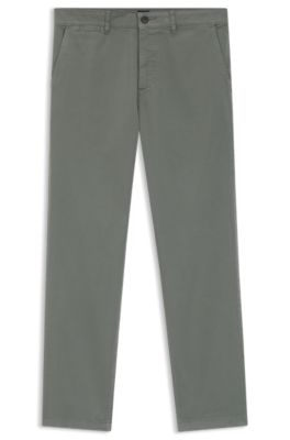 Regular-fit trousers in stretch-cotton satin, Grey