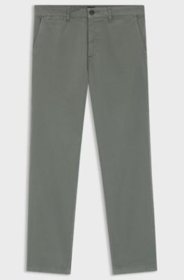 Regular-fit trousers in stretch-cotton satin, Grey