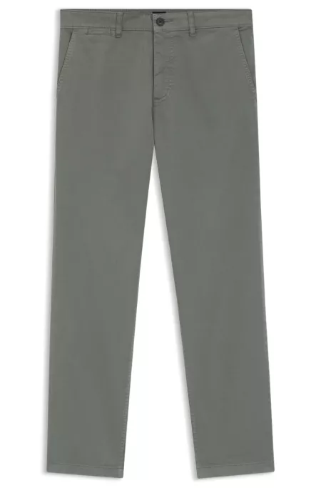 Regular-fit trousers in stretch-cotton satin