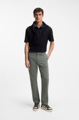 Regular-fit trousers in stretch-cotton satin, Grey
