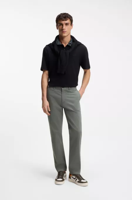 Regular-fit trousers in stretch-cotton satin