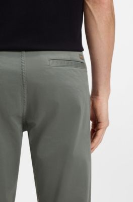 Regular-fit chinos in stretch-cotton satin, Grey