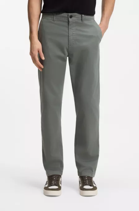 Regular-fit trousers in stretch-cotton satin