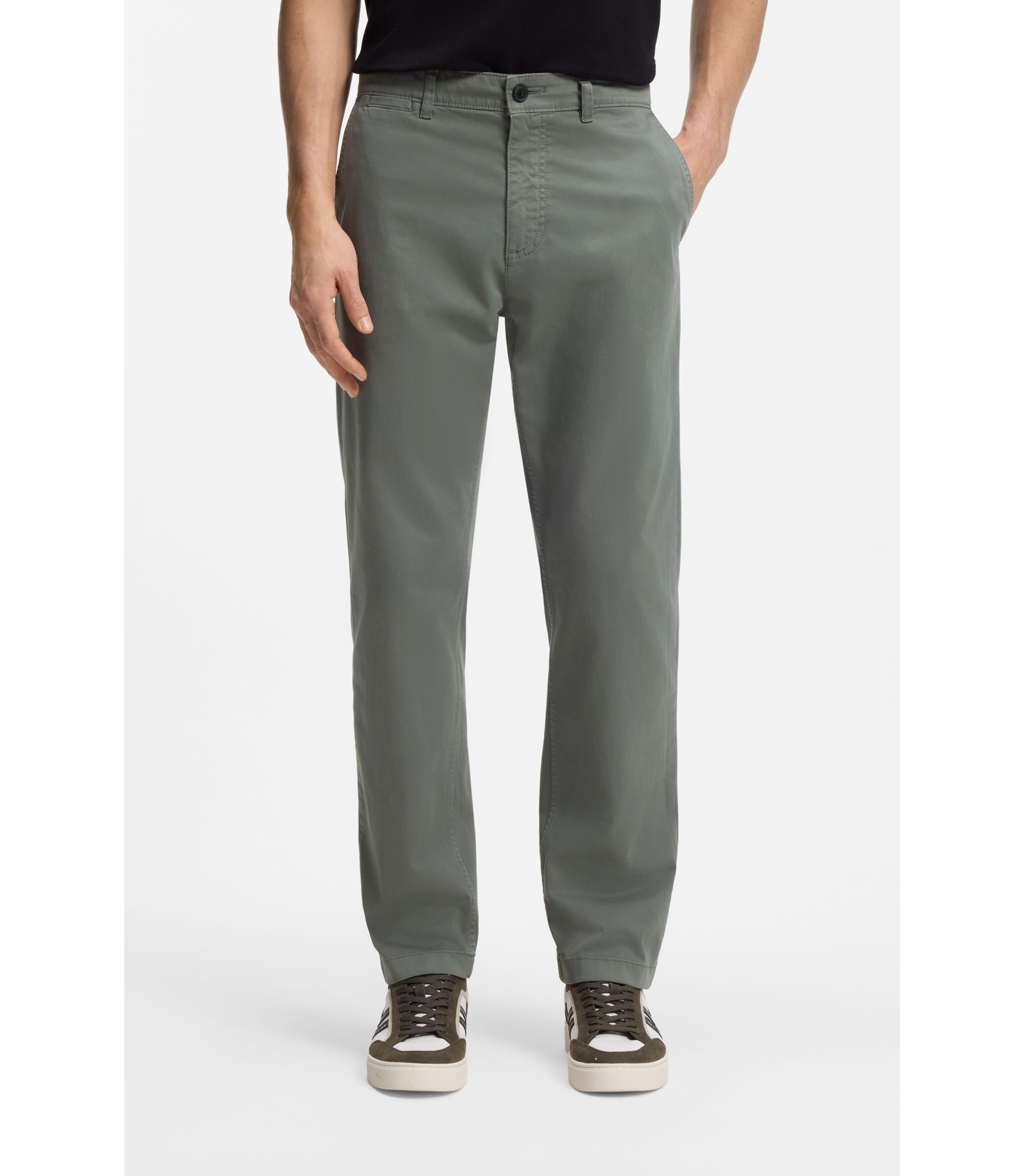 Regular-Fit Hose aus elastischem Baumwoll-Satin