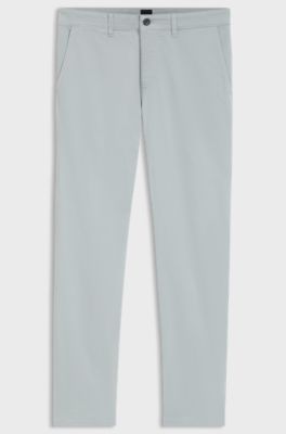 Regular-fit broek van elastisch katoenen satijn, Lichtgrijs