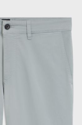 Regular-fit trousers in stretch-cotton satin, Light Grey