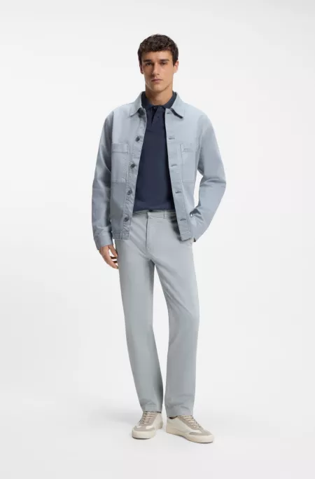 Regular-fit trousers in stretch-cotton satin