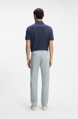 Regular-fit broek van elastisch katoenen satijn, Lichtgrijs