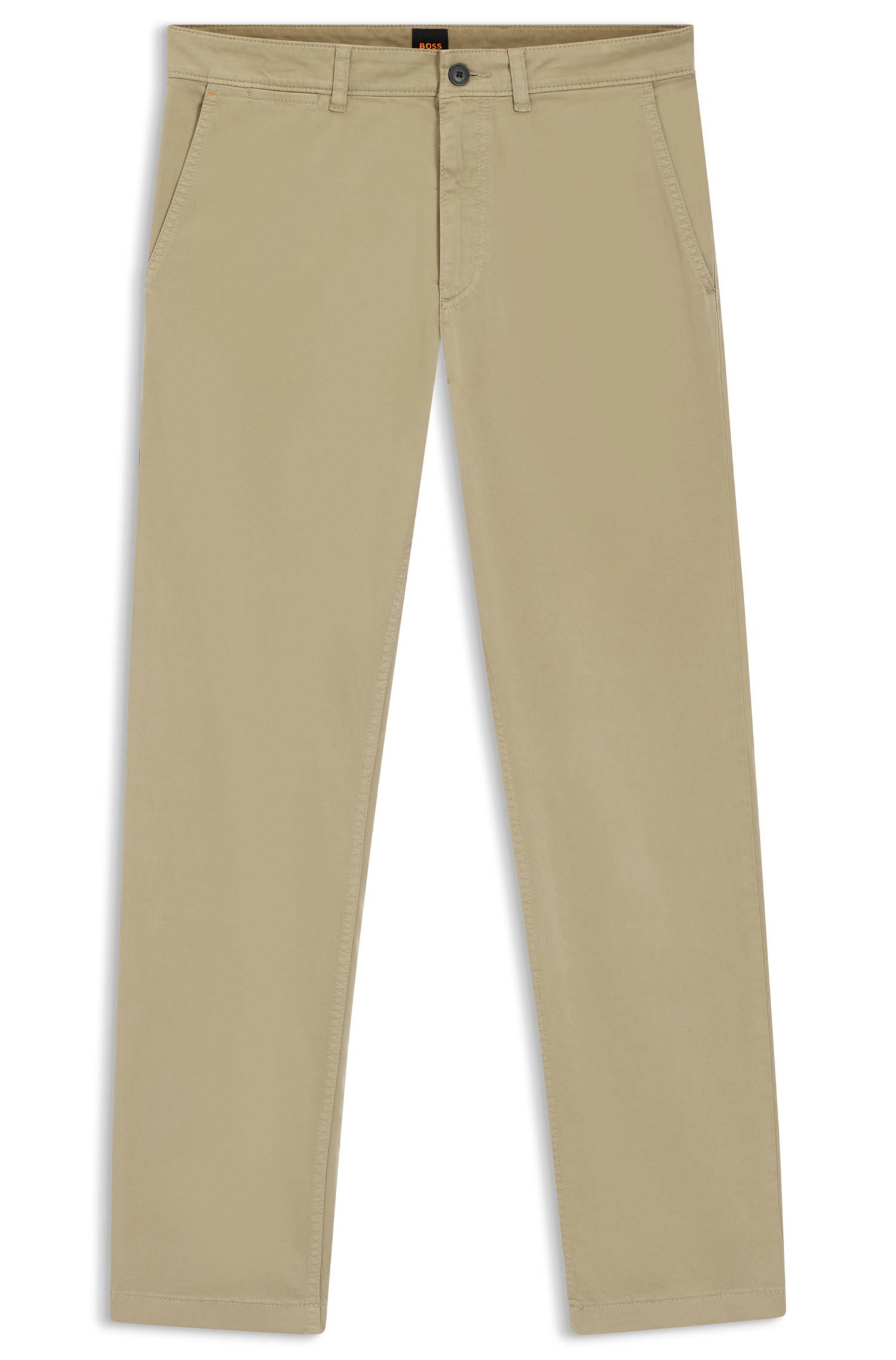 Boss Regular-fit chinos in stretch-cotton satin byxor herr – bild 4