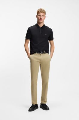 Regular-fit trousers in stretch-cotton satin, Light Brown