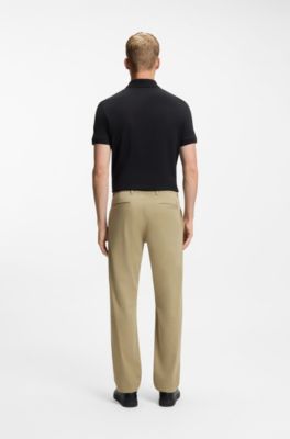 Regular-fit trousers in stretch-cotton satin, Light Brown