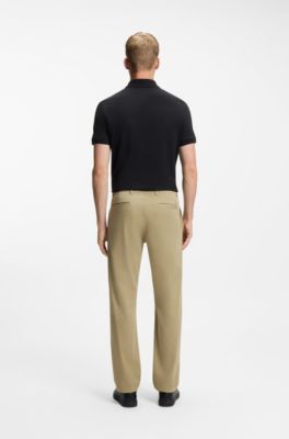 Regular-Fit Chino aus elastischem Baumwoll-Satin, Hellbraun