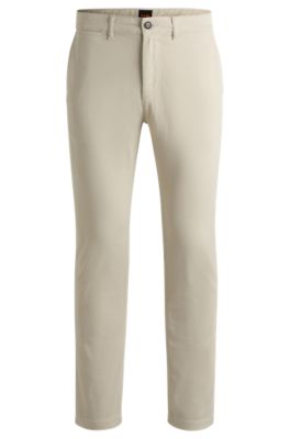 Regular-fit trousers in stretch-cotton satin, Light Beige