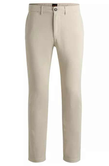 Regular-fit trousers in stretch-cotton satin