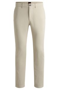 Regular-fit broek van elastisch katoenen satijn, Lichtbeige