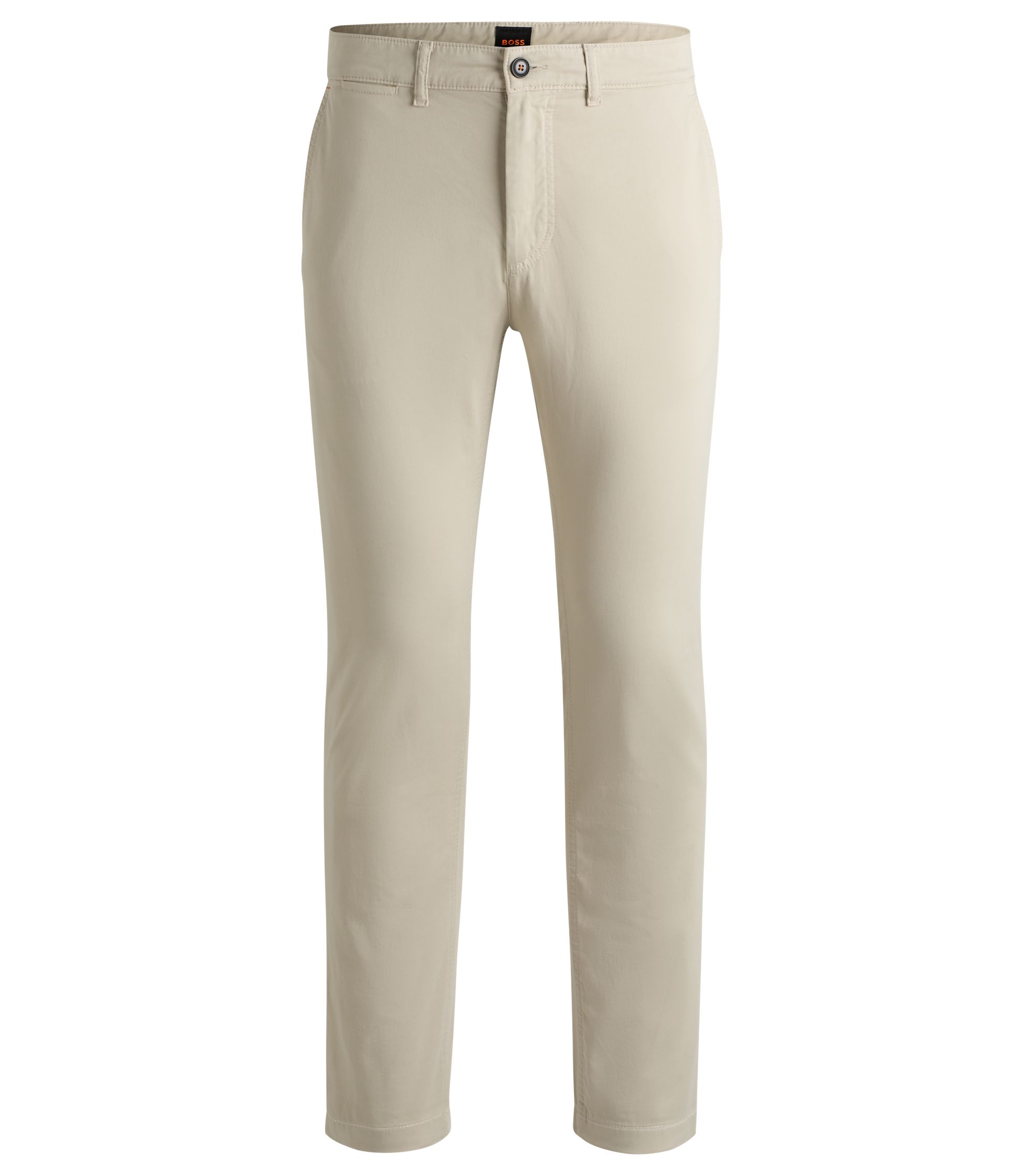 Regular-Fit Hose aus elastischem Baumwoll-Satin