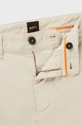 Regular-fit trousers in stretch-cotton satin, Light Beige