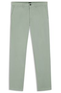 Regular-fit broek van elastisch katoenen satijn, Kalk