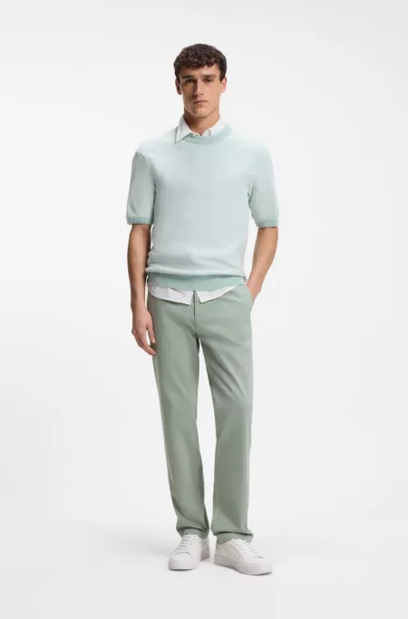 Regular-fit trousers in stretch-cotton satin