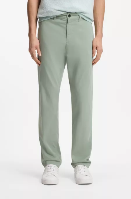 Regular-fit trousers in stretch-cotton satin