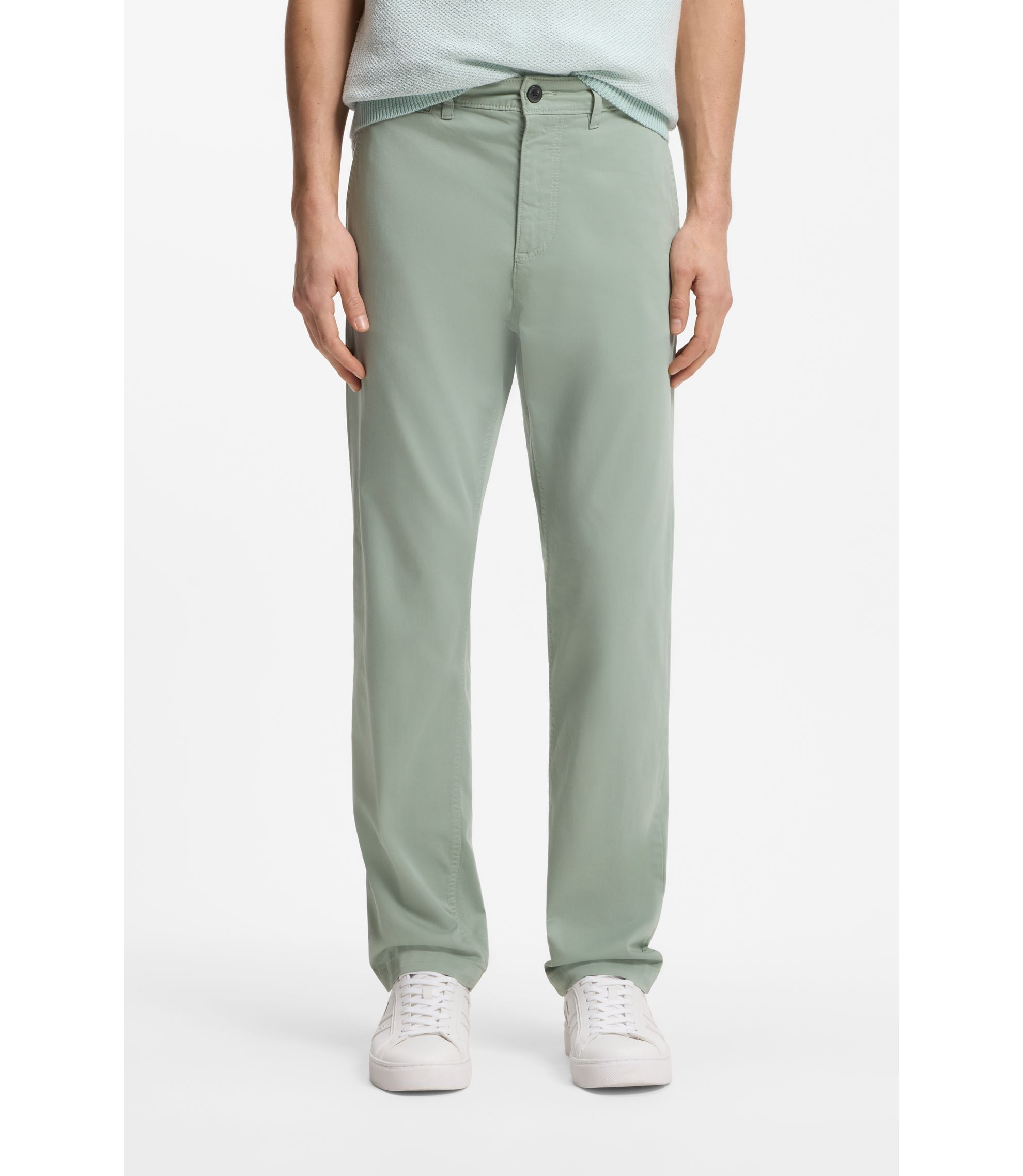 Regular-Fit Hose aus elastischem Baumwoll-Satin