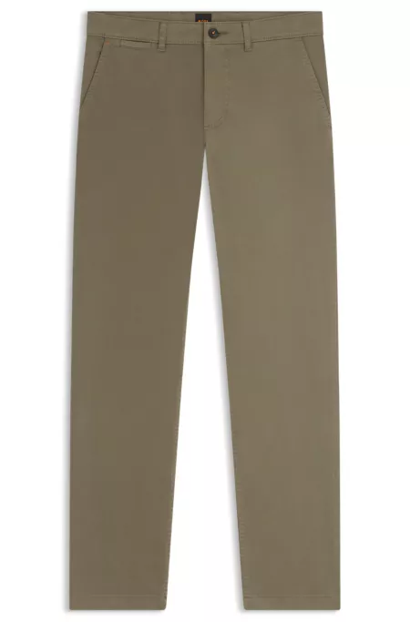 Regular-fit chinos in stretch-cotton satin
