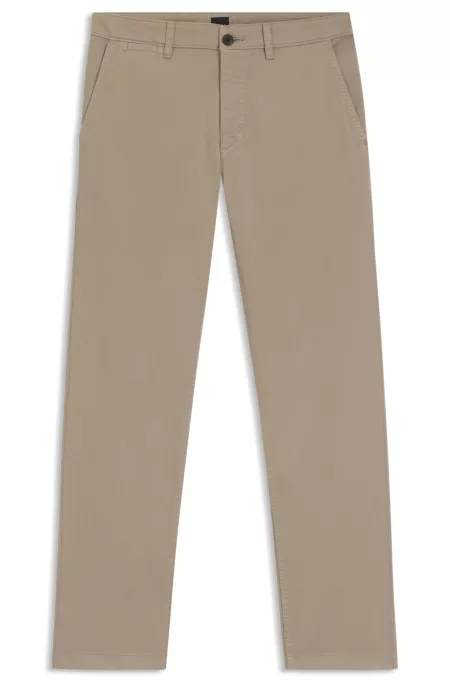Regular-fit chinos in stretch-cotton satin