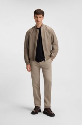 Regular-fit trousers in stretch-cotton satin, Beige