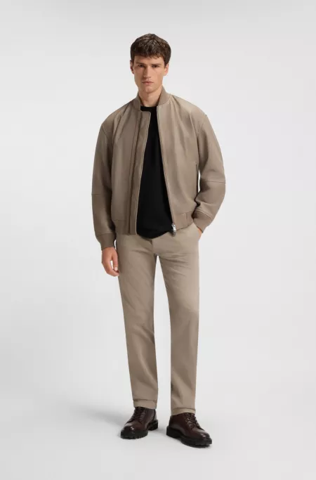 Regular-fit trousers in stretch-cotton satin