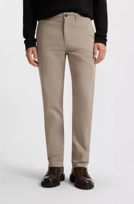 Regular-fit trousers in stretch-cotton satin
