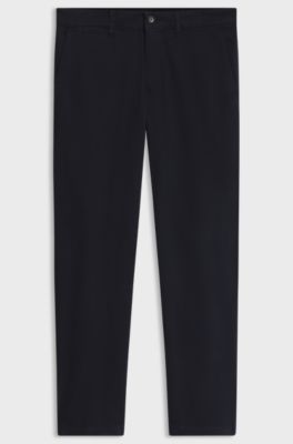Regular-fit chinos in stretch-cotton satin, Dark Blue