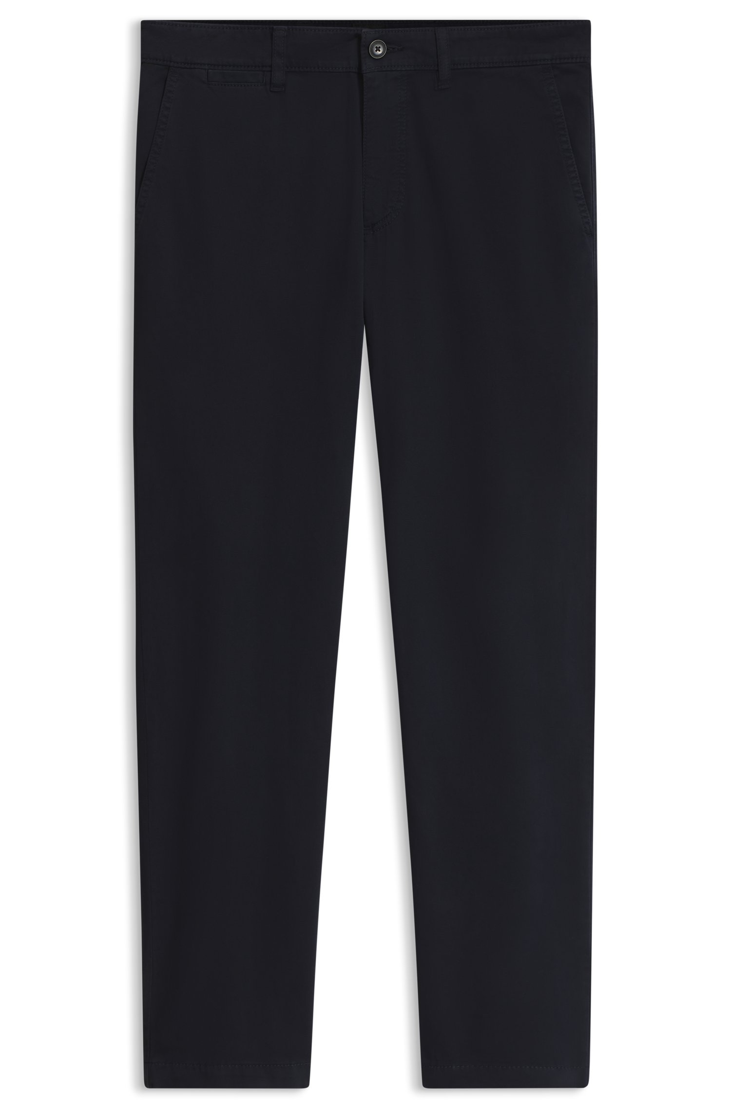 Boss Regular-fit chinos in stretch-cotton satin byxor herr