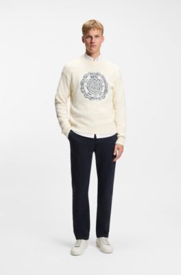 Regular-fit broek van elastisch katoenen satijn, Donkerblauw