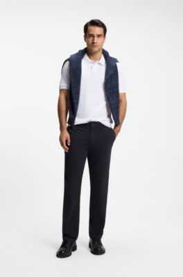 Regular-fit broek van elastisch katoenen satijn, Donkerblauw
