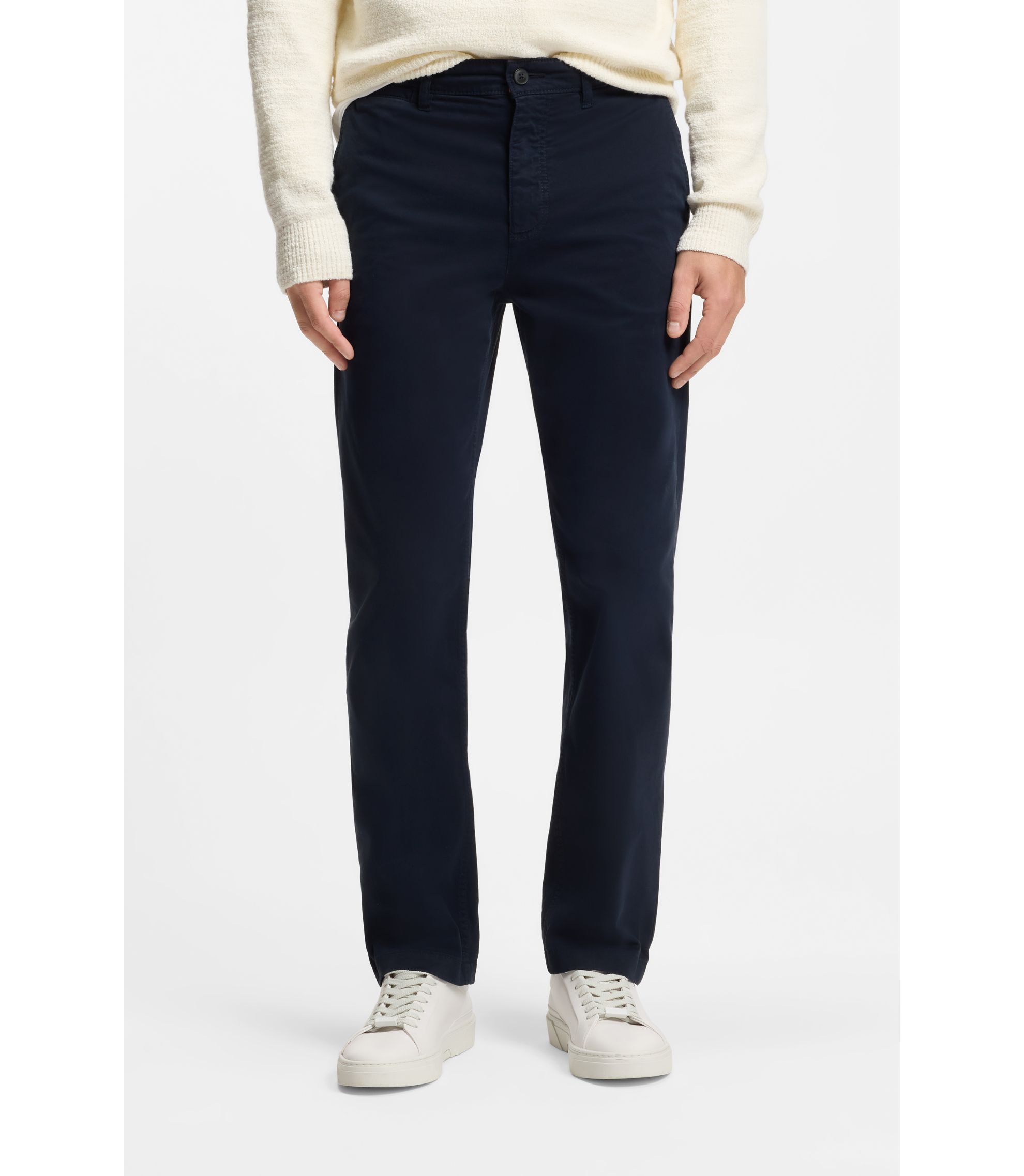 Regular-Fit Hose aus elastischem Baumwoll-Satin