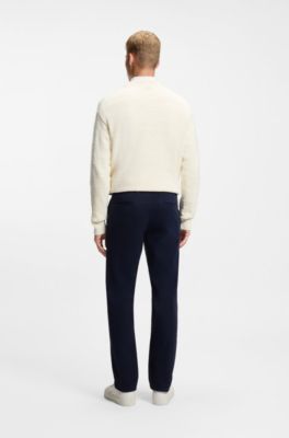 Regular-fit trousers in stretch-cotton satin, Dark Blue