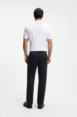 Regular-fit chinos in stretch-cotton satin, Dark Blue