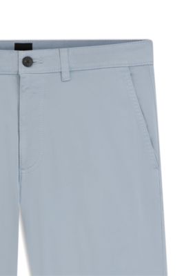 스트레치 코튼 새틴 레귤러 핏 팬츠, 라이트 블루