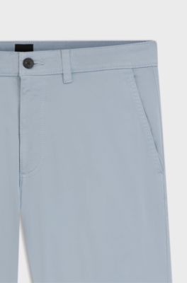 Regular-Fit Hose aus elastischem Baumwoll-Satin, Hellblau