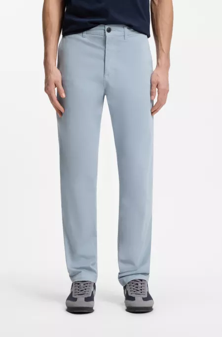 Regular-fit trousers in stretch-cotton satin