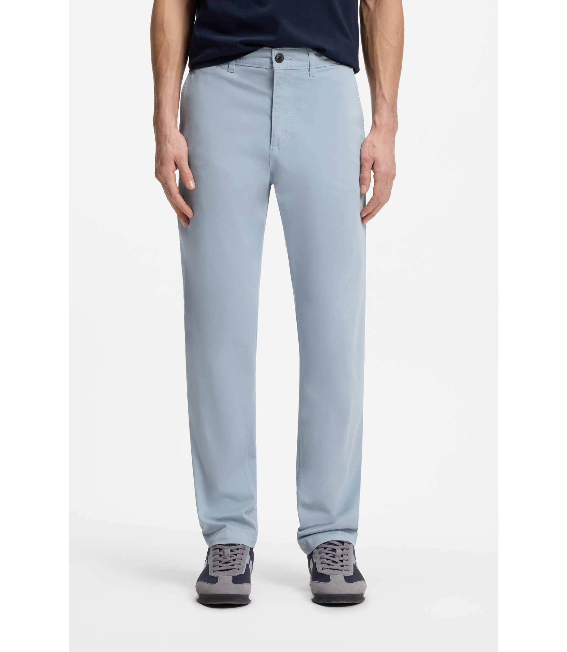 Regular-Fit Hose aus elastischem Baumwoll-Satin