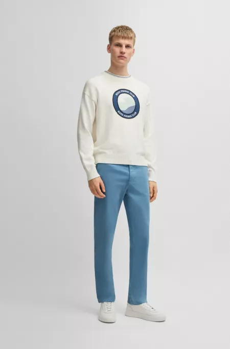Regular-fit chinos in stretch-cotton satin